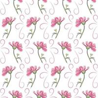 moderno senza soluzione di continuità floreale modello, disegnato a mano rosa fiori su un' bianca sfondo. un elegante modello per alla moda stampe, stampa, sito web design. vettore