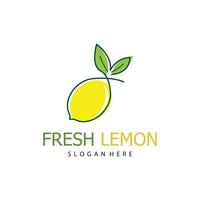 fresco Limone frutta vettore logo con foglie, per Limone frutta fresco bere.