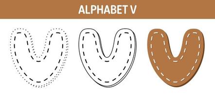 alfabeto v tracciato e colorazione foglio di lavoro per bambini vettore