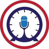 Podcast tempo vettore logo design modello. mic orologio vettore logo design icona.