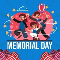 la famiglia felice celebra il memorial day vettore