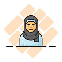 donna indossare hijab mostrando vettore di musulmano donna, premio icona