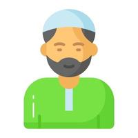 berretto su barbuto uomo testa mostrando icona di musulmano uomo. modificabile vettore
