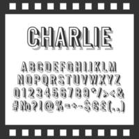 set di alfabeto di vettore 3d vintage charlie