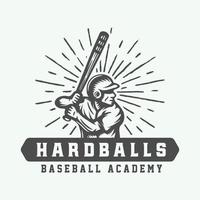 logo sport baseball vintage, emblema, distintivo, marchio, etichetta. grafica monocromatica. illustrazione. vettore. vettore