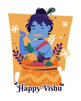 felice illustrazione del festival di vishu vettore