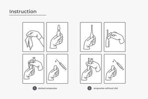 Istruzioni su Come per Aperto il fiala. vettore illustrazione.