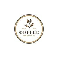 vettore caffè fagiolo con foglia per naturale bar concetto logo design illustrazione idea