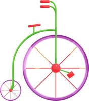 luminosa vettore illustrazione di un' circo bicicletta, un' bicicletta con un' grande e piccolo ruota, circo attrezzatura