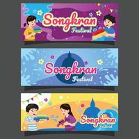 banner del festival di songkran vettore