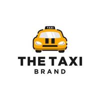 Taxi logo design. giallo taxi con nero strisce cartone animato illustrazione. bambino mezzi di trasporto disegno design vettore