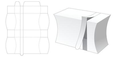 modello fustellato della scatola laterale curva con cerniera vettore