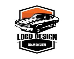 1970 guado mustang macchina. silhouette vettore design. isolato bianca sfondo Visualizza a partire dal lato. migliore per logo, distintivo, emblema, icona, etichetta disegno, auto industria. a disposizione eps 10.