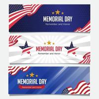 collezione di banner del memorial day vettore