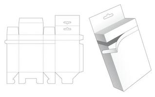 scatola con cerniera con foro per appendere modello fustellato vettore