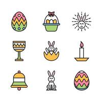 set di design icona colorata festa di pasqua giorno