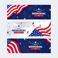 set di banner per il memorial day degli Stati Uniti vettore