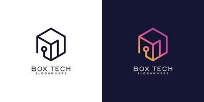 scatola Tech logo design con moderno concetto vettore