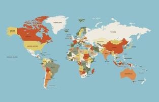 mondo carta geografica con terroso tono colori vettore