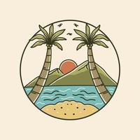 vettore illustrazione di estate spiaggia Vintage ▾ logo