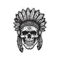 indiano cranio, logo concetto nero e bianca colore, mano disegnato illustrazione vettore