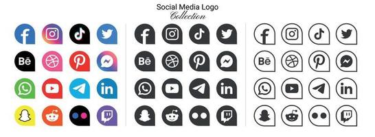 popolare sociale Rete logo icone Facebook instagram Youtube Pinterest tic toc e eccetera logo icone, sociale media icona impostato vettore