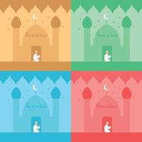 Ramadan mese un' persona preghiere nel un' moschea sfondo colorato vettore illustrazione