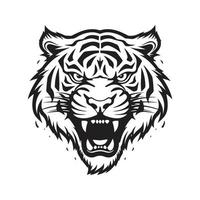 arrabbiato tigre, logo concetto nero e bianca colore, mano disegnato illustrazione vettore