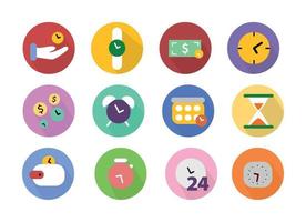 tempo gestione icone impostare. elementi nel il impostato calendario, allarme orologio vettore