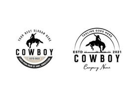 Vintage ▾ cowboy logo design vettore