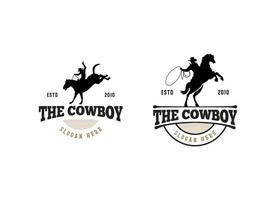 Vintage ▾ cowboy logo design vettore