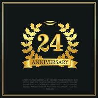 24 anno anniversario celebrazione logo oro colore design su nero sfondo astratto illustrazione vettore