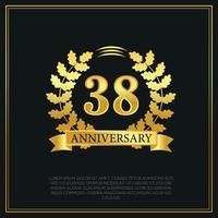 38 anno anniversario celebrazione logo oro colore design su nero sfondo astratto illustrazione vettore