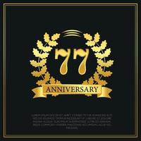 77 anno anniversario celebrazione logo oro colore design su nero sfondo astratto illustrazione vettore