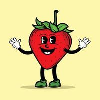 contento fragola personaggio cartone animato vettore illustrazione