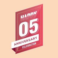 05 anniversario celebrazione vettore rosa 3d design su Marrone sfondo astratto illustrazione