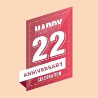 22 anniversario celebrazione vettore rosa 3d design su Marrone sfondo astratto illustrazione