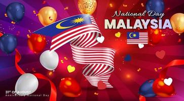 contento anniversario nazionale giorno di Malaysia. design illustrazione per banner e manifesti vettore