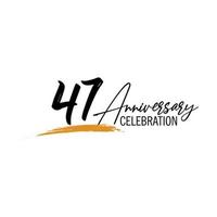 47 anno anniversario celebrazione logo design con nero colore isolato font e giallo colore su bianca sfondo vettore