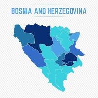 mappa dettagliata della bosnia ed erzegovina con gli stati vettore