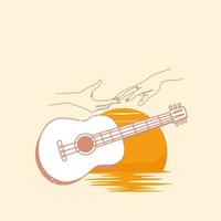 chitarra minimalista logo design vettore illustrazione