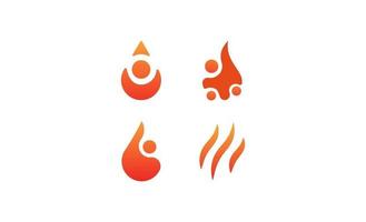 fuoco fiamma logo set modello vettoriale illustrazione graphic design