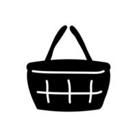 mano disegnato shopping cestino nero silhouette icona. isolato su bianca sfondo. vettore