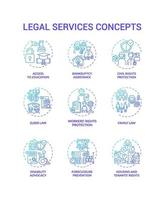 set di icone di concetto di servizi legali vettore