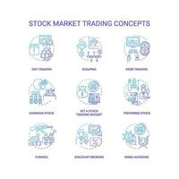 set di icone di concetto di negoziazione del mercato azionario vettore