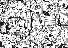 seoul doodle con illustrazione vettoriale