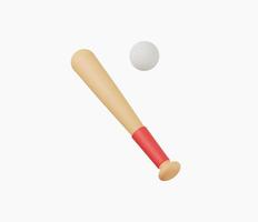 3d realistico di legno baseball pipistrello e palla vettore illustrazione