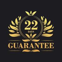 22 giorni garanzia logo vettore, 22 giorni garanzia cartello simbolo vettore