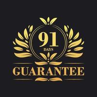 91 giorni garanzia logo vettore, 91 giorni garanzia cartello simbolo vettore