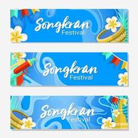 set di banner del festival di songkran vettore